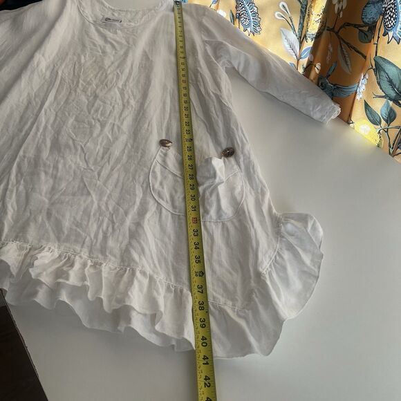 Heart's Desire Mary Grace Tunic Top Sz Xl Linen Artsy Lagenlook Asymmetric Flaw! - Picture 9 of 9